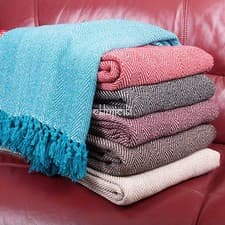 Image of ⭐ Herringbone Chevron 100% Cotton Single Double Bedspread Sofa Throw Chair Cover