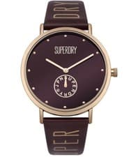 Image of SUPERDRY Ladies' Oxford Crystal Watch SYL175RRG BROWN Leather strap RRP £79.99