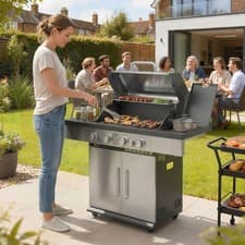 Image of 4+1 Burner Gas BBQ Grill, Portable Gas Barbecue Grill with Side Burner