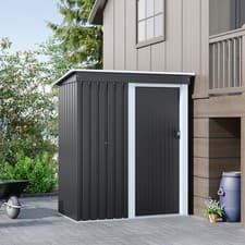 Image of Anthracite Metal Garden Shed Outdoor Tools Storage Sheds Small House - 5ft x 3ft