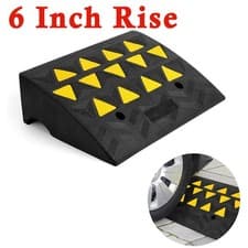 Image of Rubber Curb Ramp Heavy Duty 33000lbs 6 Inch Rise Height Curbside Threshold Ramp