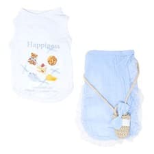 Image of MILASIC Dog Summer Outfits Set of 2 Small Polo Shirts Cool Design Washable