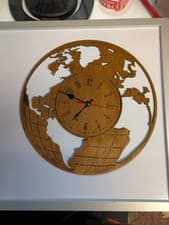 Image of World map Wooden Wall Clock Handmade