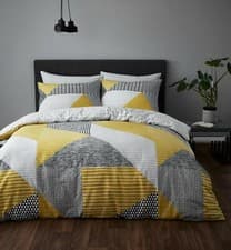 Image of Catherine Lansfield Larsson Geo Duvet Cover Set Bedding Set Geometric Reversible