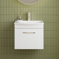 Image of Nuie Athena Wall Hung 1-Drawer Vanity Unit with Basin-4 500mm Wide - Gloss White