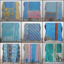 Image of Handmade Kantha Quilt Blanket Throw – 100% Cotton Reversible Bedspread Coverlet