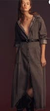 Image of Anthropologie Let Me Be Denim Shirt Dress Button Up Pockets Frayed Gray S NWT