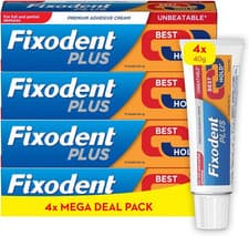 Image of Fixodent plus Denture Adhesives Cream, 40G X 4, Best Hold, Premium, up to 88% of