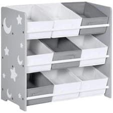 Image of ZONEKIZ Storage Unit w/ 9 Removable Storage Baskets for Nursery Playroom - Grey