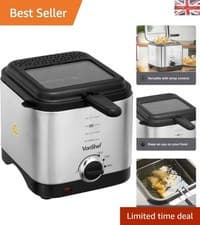 Image of 1.5L Stainless Steel Deep Fryer with Indicator Lights & Large Observation Window