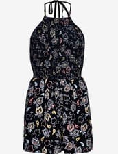 Image of New Womens Superdry Olivia Paisley Black Smocked Halter Neck Playsuit Size 12