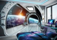 Image of WALL MURAL Earth view from spaceship 3.12x2.19 m Picture wallpaper teen & adult