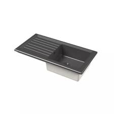 Image of 101cm Inset Counter Top Single Bowl Fireclay Ceramic Kitchen Sink - Grey