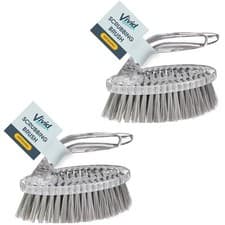 Image of 2 x Premium Hand Scrubbing Brush Handle Grip Carpet Cleaning Home Floor Bath tub