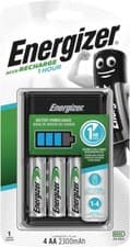 Image of Energizer Accu 1 Hour AA/AAA Charger + 4 AA 2300mAh NiMH Rechargeable Batteries