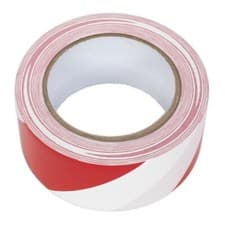 Image of Sealey Hazard Warning Tape 50mm x 33mtr Red/White HWTRW