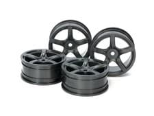 Image of Tamiya 54739 Medium-Narrow Black 5-Spoke Wheels (Offset 0, Hard, 4 Pcs), NIP
