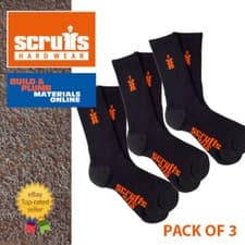 Image of Scruffs Worker Socks PACK OF 3 - Reinforced Work Boot Socks - 2 SIZE OPTIONS