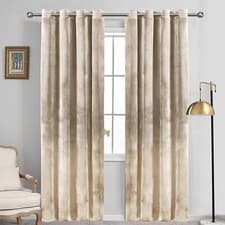 Image of Crushed Velvet Blackout Curtains Eyelet Ring Top Ready Made Lined Pair Curtains