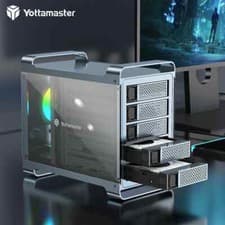 Image of Yottamaster 5 Bay RAID Type B Hard Drive Enclosure RGB Fits 2.5" 3.5" HDDs 80 TB