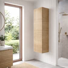 Image of 600mm Oak Fluted Floor Standing Vanity Unit Basin Sink + 500mm WC Toilet Unit