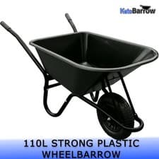 Image of 110L Black Wheelbarrow - Garden Builders Heavy Duty With Puncture Proof Tyre