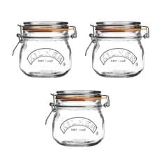 Image of Kilner Set of 3 Round Clip Top Jars 0.5 Litre (3 x 500 ml) Airtight Glass
