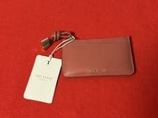 Image of Ted Baker Knotted Leather Women's Card Holder Purse - Deep Pink NEW WITH TAGS