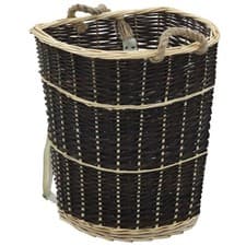 Image of Large Wicker Log Basket Storage Carrying Firewood Fireside With Rope Handles UK