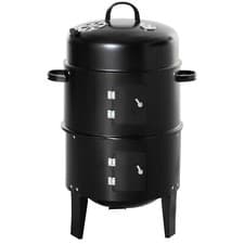 Image of Smoker Barbecue Outdoor Charcoal Portable Grill Camping BBQ Wheels Side Table