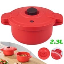Image of 2.3L Microwave Pressure Cooker No Flame Cooking w/ Lid for Vegetables Easy Clean