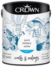 Image of Crown Matt Emulsion Paint, Pure Brilliant White, Breatheasy Premium Paint, 2.5l