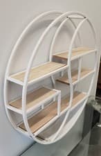 Image of Multi Section Round Black white Metal Wire Shelf Wall Mounted Floating Shelves