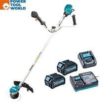 Image of Makita UR002GD201 40v Max XGT Cordless Brushless Brush Cutter Inc 2x 2.5Ah Batts