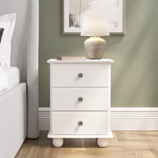 Image of White 3-Drawer Bedside Table - Hampton HPT005