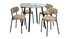 Image of Fyra Black Dining Table & 4 Black Chairs Elegant Kitchen Furniture Set