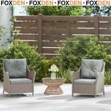 Image of Rattan Garden Chairs Set of 2, Outdoor Rattan Chairs with Cushions Light Grey