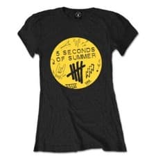 Image of Official 5 Seconds of Summer Scribble Logo Ladies Black T Shirt 5SOS Fitted Tee
