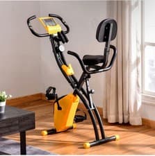 Image of HOMCOM 2-In-1 Folding Exercise Bike with 8-Level Magnetic Resistance Yellow