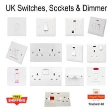 Image of Switch Socket 10A 13A 20A DP 1G 2G White GET Newlec MK Volex UK Electric Cooker