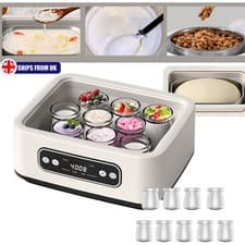 Image of 1.6L Yoghurt Maker Machine with 9 Glass Jars Adjustable Temperature & Time