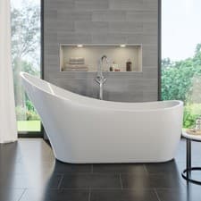 Image of Freestanding Bath Luxury Double Ended Acrylic Bathtub & Waste White 1650x690mm
