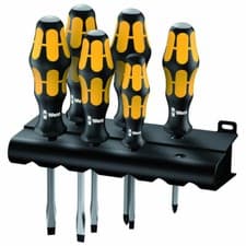 Image of Wera Tool Kraftform 932/918/6 Chiseldriver Impact Head Screwdriver Set Pozi Flat