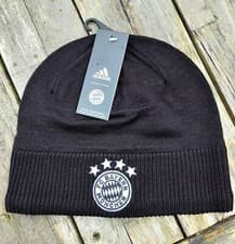 Image of LARGE Official ADIDAS FC BAYERN MUNICH Black BEANIE Hat AEROREADY OSFL FS0193