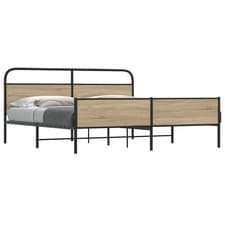 Image of Metal Bed Frame without Mattress Smoked Oak 150x200 cm King Size