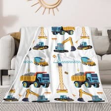 Image of Toddler Blankets for Boys Construction Truck Blanket, Excavator Tractor Kids ...