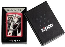 Image of Genuine ZIPPO Lighter 48624 SKULL CARDS KING AND QUEEN OF HEARTS BEAUTY BNIB