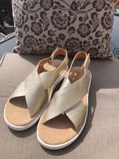 Image of Clarks Jemsa Cross Gold Leather Women’s Sandals Uk 6 EU 39.5 New