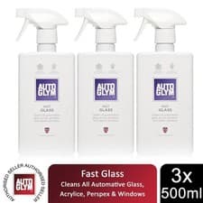 Image of Autoglym Fast Glass Cleans Automotive Glass, Acrylic & Plastic Windows, 3x500ml
