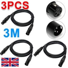 Image of 3 Pack 3 Pin DMX Cable - 3M/10Ft Male to Female XLR, Mic Leads for Stage Lights